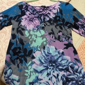 Talbots Pure Merino Wool Sweater with Purple Gray & Blue Tones size Medium